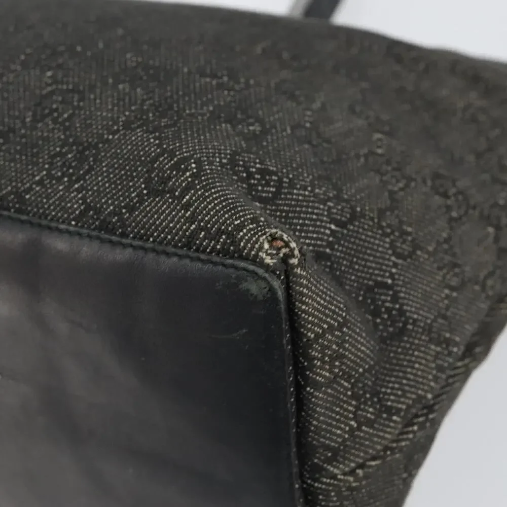 Gucci GG Canvas Tote Bag Black Silver 36173